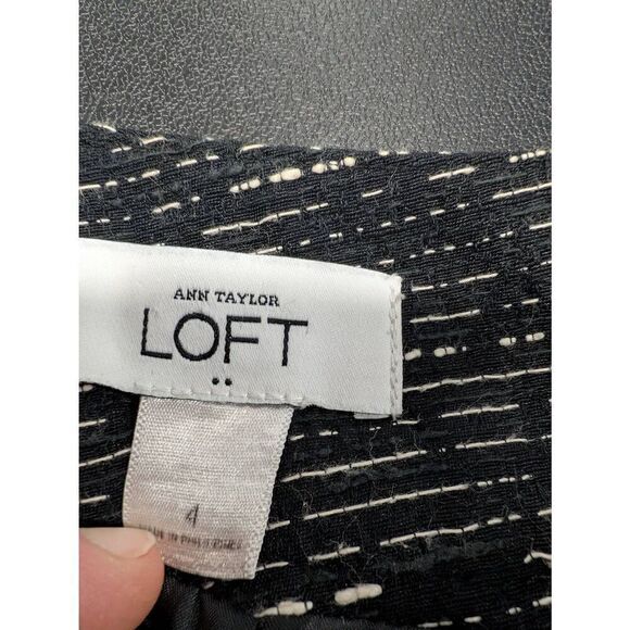 Ann Taylor LOFT Navy Blue White Straight Career Skirt Women's Size 4 - Picture 3 of 5